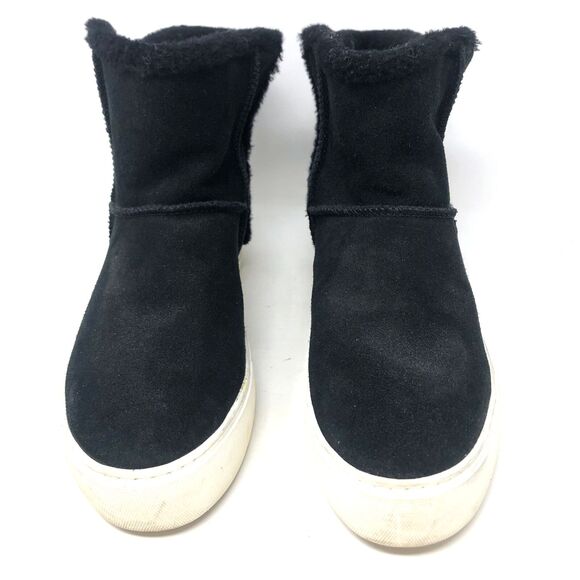 UGG Aika Ankle Boot Womens Sz 10 Buckle Black Suede Pure Sheep Wool Lining Cozy - Picture 4 of 16